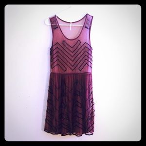 Free People Purple Beaded Mesh Dress